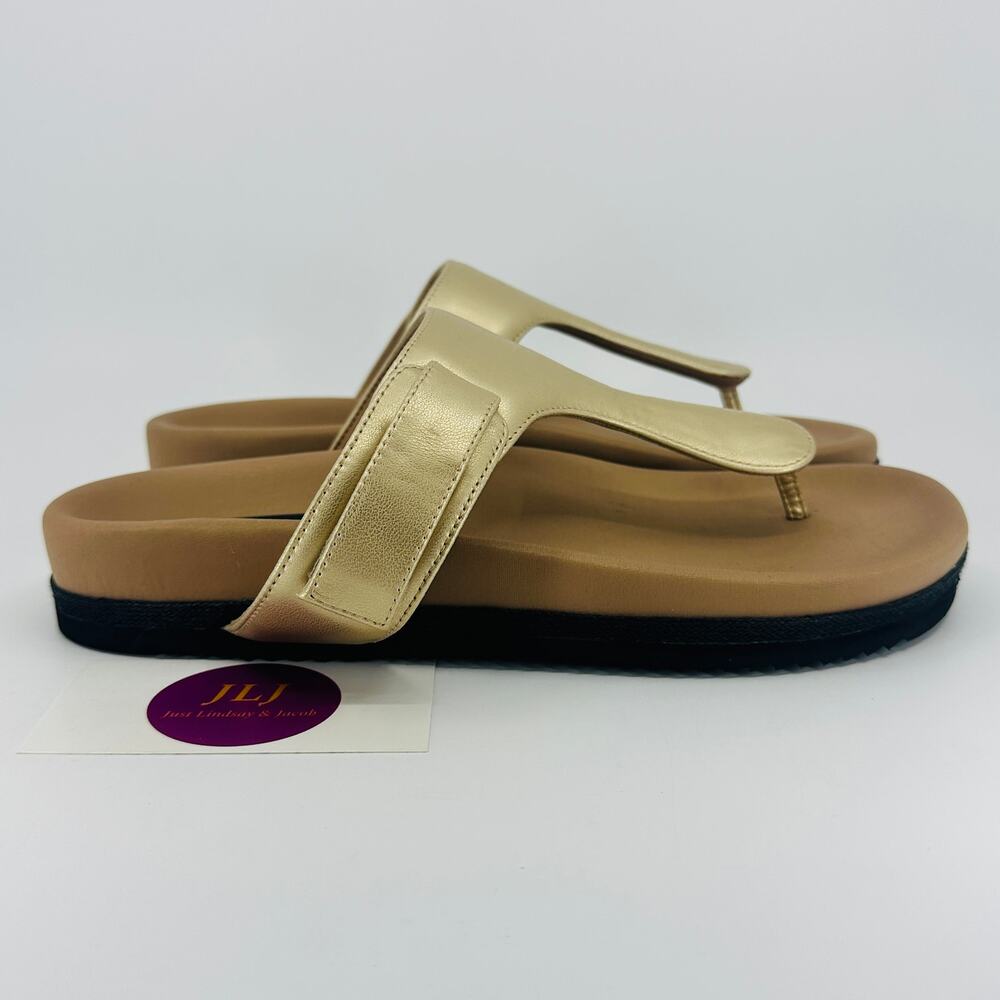 ROAM Women's The T Sandal Gold Adjustable Comfort Toe Post Sandals Size 8